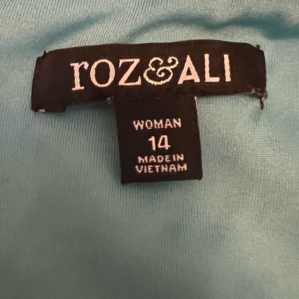 B12 Roz & Ali Women’s Turquoise Floral Dress Size 14. - Picture 6 of 14